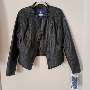 Rocawear Women's Faux Leather‎ Moto Jacket Large Y2K Streetwear Grunge